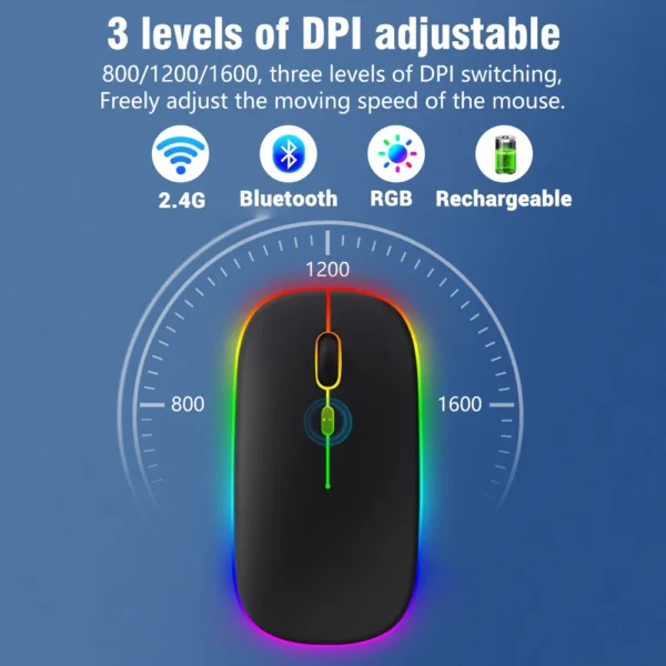 EMTRA-Teclado retroiluminado con Bluetooth, Mouse para IOS, Android, Windows, iPad, portugués, español - Imagen 6