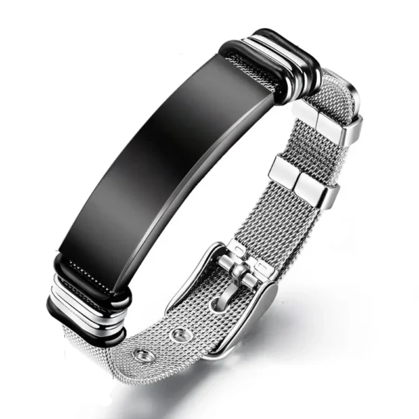 Pulseras de identificación con grabado de nombre personalizado Punk para hombres, banda de red, pulsera de acero inoxidable de moda, pulseras de amistad, joyería - Imagen 2