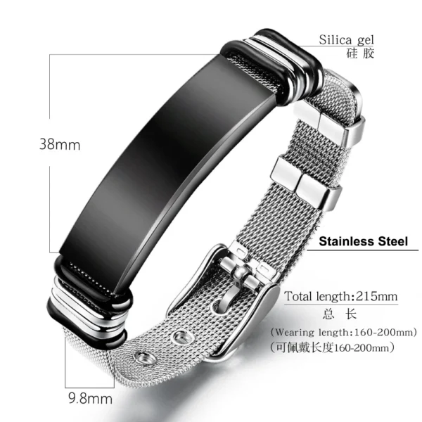 Pulseras de identificación con grabado de nombre personalizado Punk para hombres, banda de red, pulsera de acero inoxidable de moda, pulseras de amistad, joyería - Imagen 6