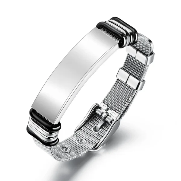 Pulseras de identificación con grabado de nombre personalizado Punk para hombres, banda de red, pulsera de acero inoxidable de moda, pulseras de amistad, joyería - Imagen 3