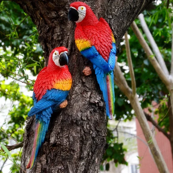 Estatua de loro de resina montada en la pared DIY decoración de árbol de jardín al aire libre escultura de Animal para el hogar Oficina adorno de decoración de jardín
