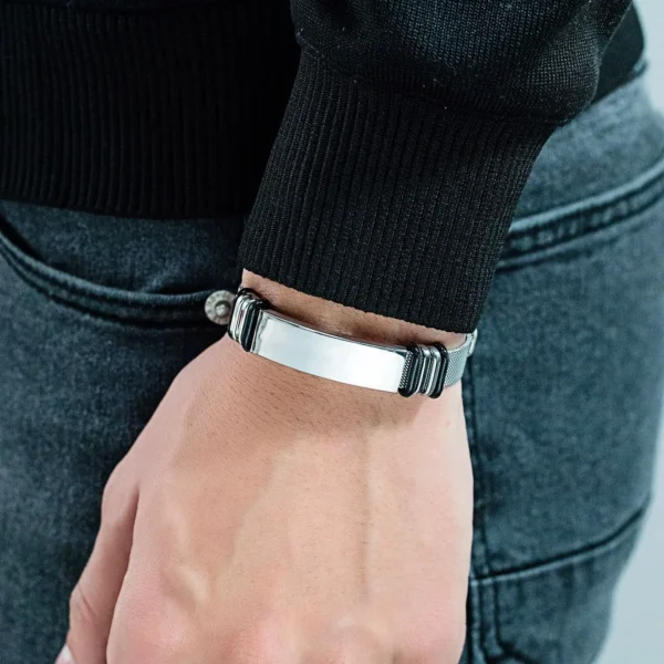 Pulseras de identificación con grabado de nombre personalizado Punk para hombres, banda de red, pulsera de acero inoxidable de moda, pulseras de amistad, joyería - Imagen 5
