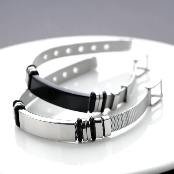 Pulseras de identificación con grabado de nombre personalizado Punk para hombres, banda de red, pulsera de acero inoxidable de moda, pulseras de amistad, joyería - Imagen 4