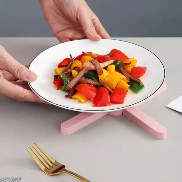 Estera de trípode plegable en forma de X, tapete de mesa de plástico resistente al calor, posavasos antideslizante para platos calientes, accesorios de cocina de alta calidad - Imagen 4