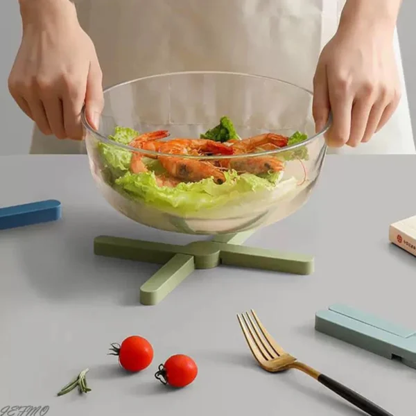 Estera de trípode plegable en forma de X, tapete de mesa de plástico resistente al calor, posavasos antideslizante para platos calientes, accesorios de cocina de alta calidad - Imagen 3