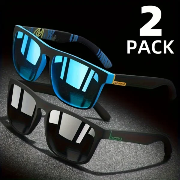 2 uds gafas de sol polarizadas cuadradas gafas de sol antideslumbrantes para fiesta de verano vacaciones viajes conducción pesca
