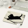 Alfombrilla de ratón con ilustración de gato negro, alfombrillas pequeñas para mesa de oficina, accesorios de ordenador, goma antideslizante lavable con borde de bloqueo de precisión - Imagen 2