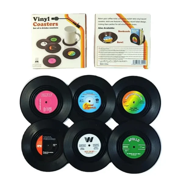 Posavasos antideslizantes para taza de vinilo Retro, posavasos de café resistentes al calor, tapete para taza de bebida musical, mantel de mesa, decoración, 6/4/2 Uds. - Imagen 4