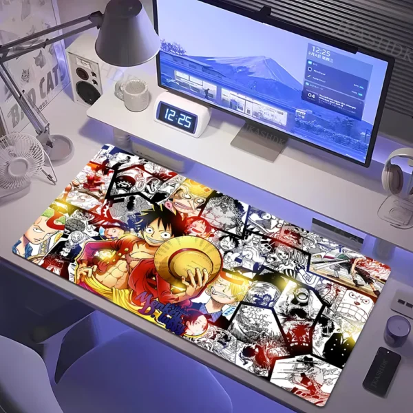 Alfombrilla de ratón para juegos de una pieza, alfombrilla de ratón para teclado de jugador de Anime, goma de velocidad XXL, 900x400x2mm, alfombrilla de ratón grande de dibujos animados para ordenador y PC - Imagen 3