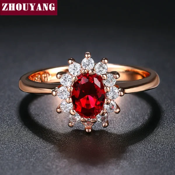ZHOUYANG-Anillo de cristal de princesa Kate para mujer, Gema azul, cristal azul, Color plateado, anillo de boda, joyería de marca, ZYR076 - Imagen 5