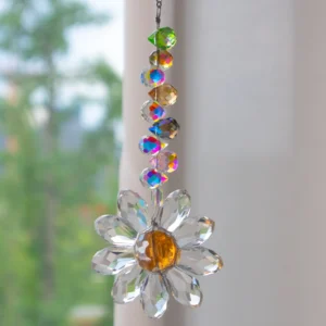 Atrapasueños de cristal Daisy K9 para ventana, decoración de arcoíris para interiores, Patio, jardín, adorno de Navidad para el hogar