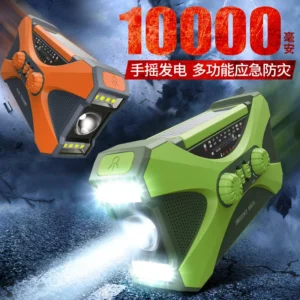 Radio multifuncional de 10000mAh, manivela Solar con carga USB FM AM WB NOAA, Radio meteorológica, linterna LED de emergencia, potencia de antorcha