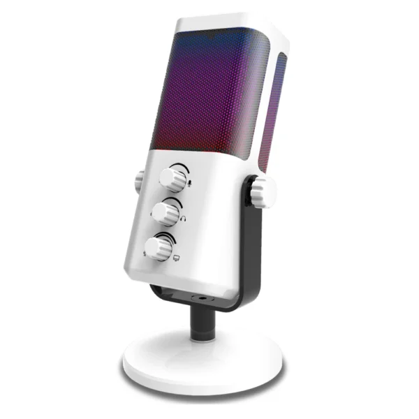Micrófono USB adecuado para PC, Mac, PS4, PS5, micrófono de computadora RGB para grabar, streaming, juegos, silenciar y ruidos