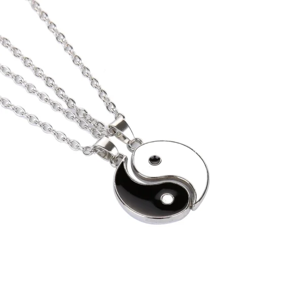 Conjunto de collares con colgante de ocho trigramas para pareja, cadena de Color plateado, Gargantilla a juego para amante, regalo, Tai Chi Yin Yang, 2 uds. - Imagen 4