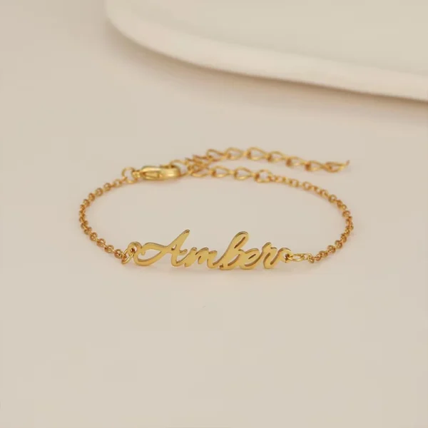 Pulseras con nombre personalizado a la moda, pulseras personalizadas de acero inoxidable con letras para mujer, brazalete para bebé, joyería, regalo no alérgico - Imagen 4