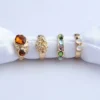 2024 nuevo de tendencia individualidad Retro geométrico ahuecado incrustaciones de gemas conjunto de anillos de Metal de estado líquido conjunto de anillos de cuatro piezas joyería Paty - Image 4