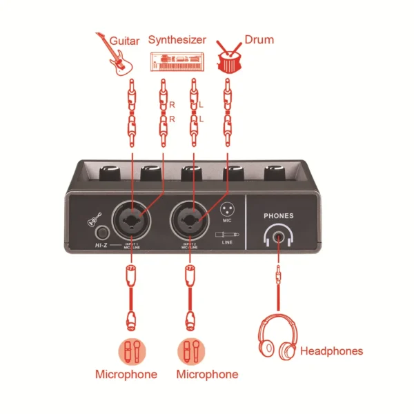 TeyunQ16 Interfaz de Audio para Grabar Computadora Unidad Libre Tarjeta de Sonido Externa USB para Pc Pro Equipo de Audio Video Profesional - Imagen 5