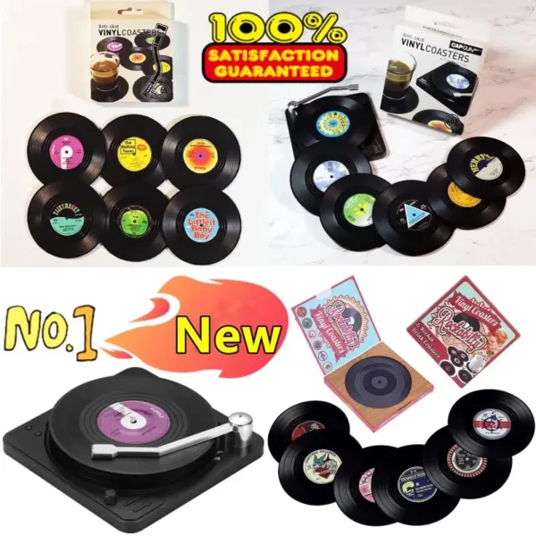 Posavasos antideslizantes para taza de vinilo Retro, posavasos de café resistentes al calor, tapete para taza de bebida musical, mantel de mesa, decoración, 6/4/2 Uds.