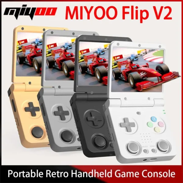 Consola de juegos portátil MIYOO Flip V2 Retro con bisagra de Metal pantalla IPS de 3,5 pulgadas máquina de juego portátil compacta palos analógicos duales regalo