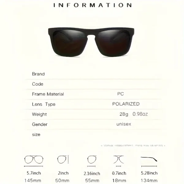 2 uds gafas de sol polarizadas cuadradas gafas de sol antideslumbrantes para fiesta de verano vacaciones viajes conducción pesca - Imagen 4