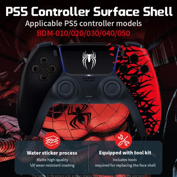 Araña limitada para controlador PS5, carcasa para panel táctil, cubierta de mando, placas delanteras y traseras de repuesto, funda con mango para BDM-010/020/030