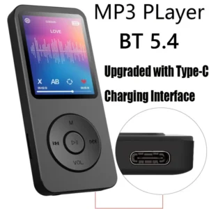 Reproductor de MP3 portátil Walkmen de 1,8 pulgadas tipo C Bluetooth 5,4 Compatible con libros electrónicos grabación deportes MP4 Radio FM reproductor de música