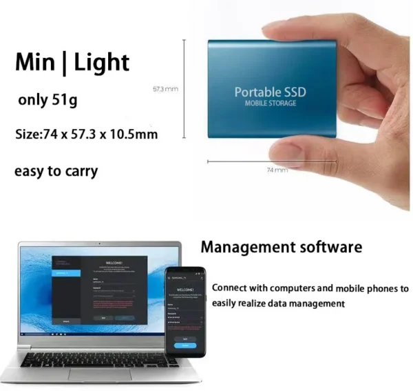Disco duro externo de 1,8 pulgadas, disco duro externo USB 3,0, tipo C, ssd, 500GB, 1TB, 2TB, para portátiles y de escritorio - Imagen 3