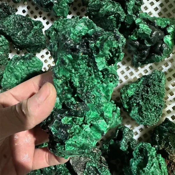 Piedra cruda de malaquita verde Natural, cristal rugoso, cubo de roca clásico, espécimen de minerales de grava coleccionable para el hogar y el jardín - Imagen 2
