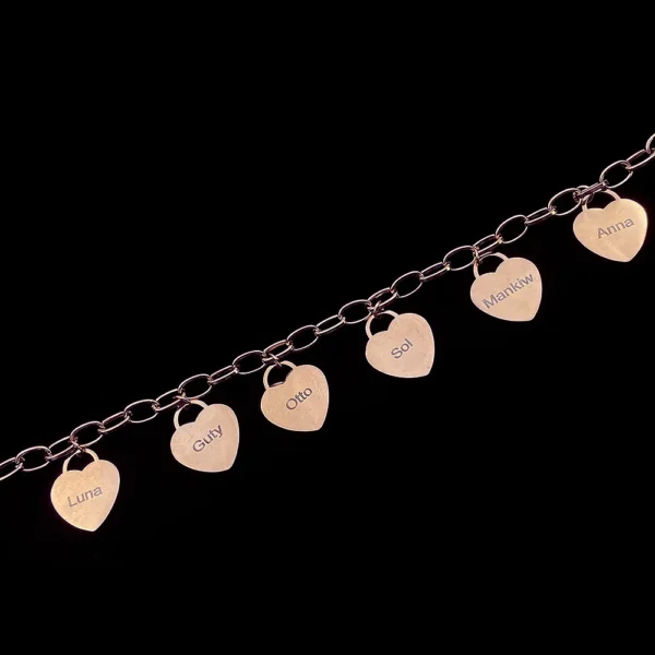 Pulseras para Mujer, pulsera personalizada con dijes en forma de corazón, pulsera con nombre personalizado, joyería de acero inoxidable, regalos, Pulseras para Mujer - Imagen 5