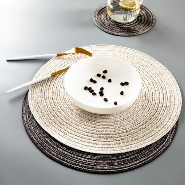 Manteles individuales para mesa, almohadilla aislante de ramio, manteles individuales de lino antideslizantes, decoración del hogar, posavasos, 1 ud. - Imagen 3
