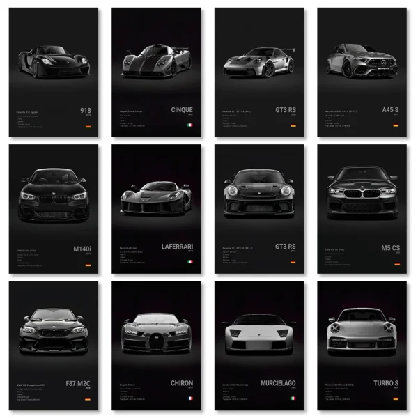 Coches famosos M5 918 GT3, lienzo, arte de pared, póster impreso G63 STO SLS, Mural decorativo, decoración moderna para el hogar, regalo de cumpleaños sin marco