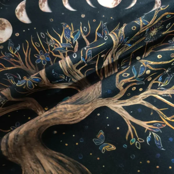 Mantel de cartas de Tarot de árbol de la vida, mantel de plantas de fase lunar para Tarot, bruja, Wicca, tela de Altar, tela de adivinación, almohadilla para tarjetas - Imagen 2