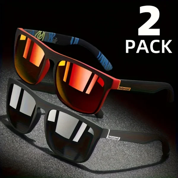2 uds gafas de sol polarizadas cuadradas gafas de sol antideslumbrantes para fiesta de verano vacaciones viajes conducción pesca - Imagen 2