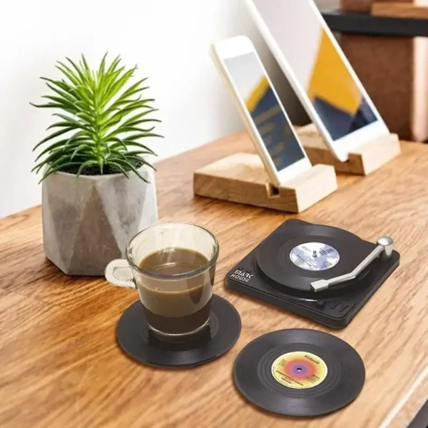 Posavasos antideslizantes para taza de vinilo Retro, posavasos de café resistentes al calor, tapete para taza de bebida musical, mantel de mesa, decoración, 6/4/2 Uds. - Imagen 6