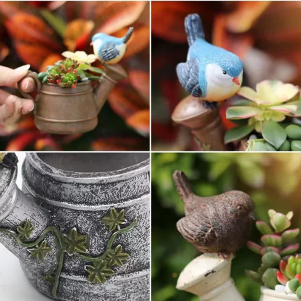 Maceta con forma de aspersor, pájaro, conejo, Animal, regadera refrescante, macetas, escultura de resina, decoración de jardín, maceta - Imagen 4