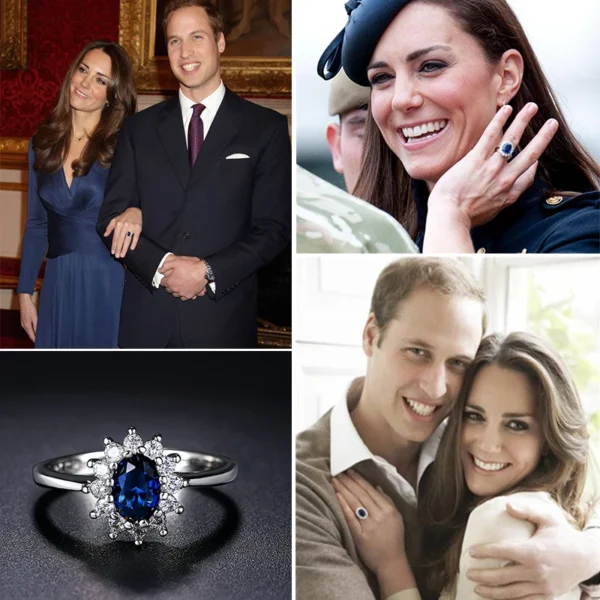 ZHOUYANG-Anillo de cristal de princesa Kate para mujer, Gema azul, cristal azul, Color plateado, anillo de boda, joyería de marca, ZYR076 - Imagen 2