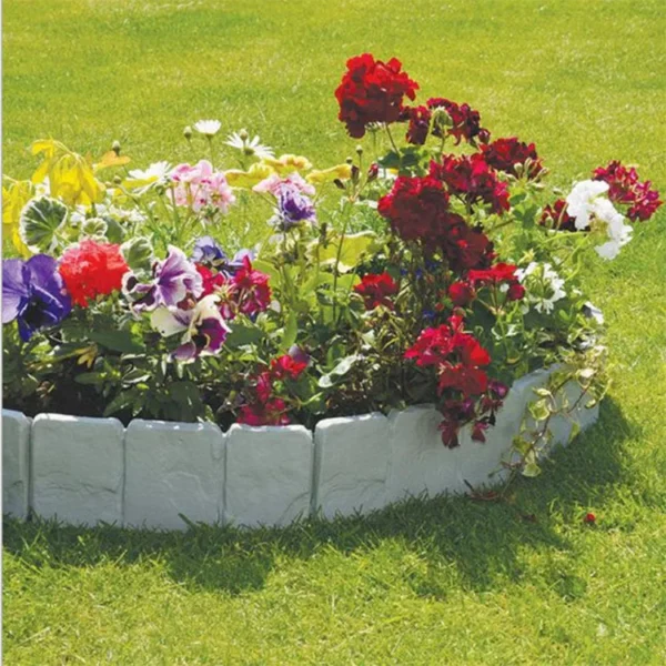 Barrera de bordes de valla de plástico para jardín, paneles de valla de plástico de imitación de piedra para Patio, césped, borde de paisaje al aire libre, 5 piezas - Imagen 2
