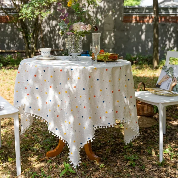 Mantel Floral de borlas de algodón de estilo coreano, Decoración de mesa de té, cubierta de mesa rectangular para cocina, comedor de boda