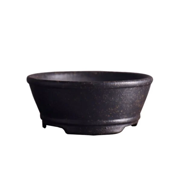 Cuenco circular de cerámica para bonsái, maceta tallada a mano con patrón de rayas verticales, decoración de mesa para el hogar y jardín chino - Imagen 5