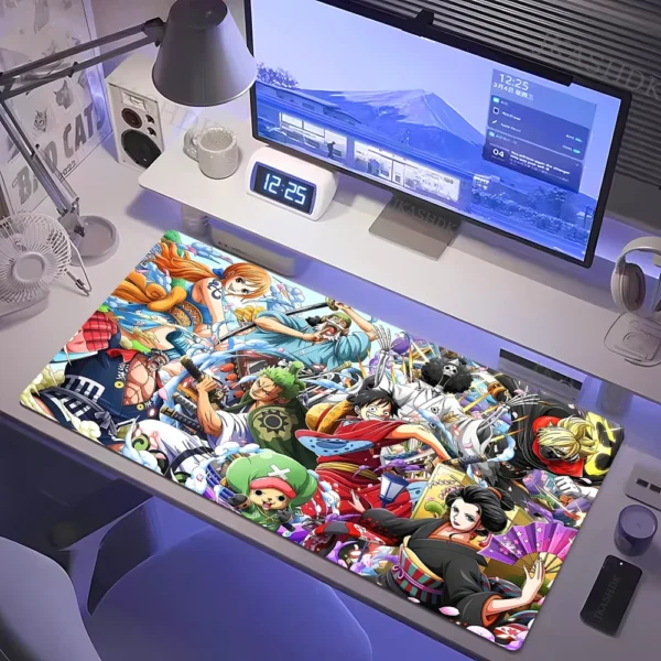 Alfombrilla de ratón para juegos de una pieza, alfombrilla de ratón para teclado de jugador de Anime, goma de velocidad XXL, 900x400x2mm, alfombrilla de ratón grande de dibujos animados para ordenador y PC - Imagen 4