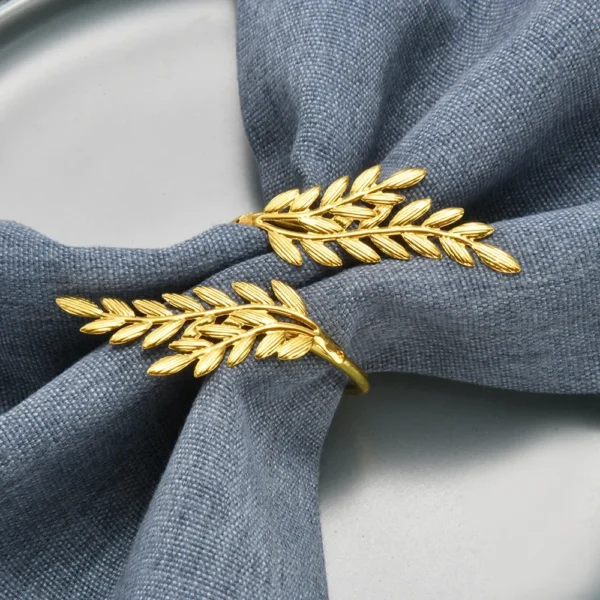 Servilleteros de hojas doradas, servilletero de otoño para Navidad, Acción de Gracias, boda, decoración de mesa, 2/6 Uds.