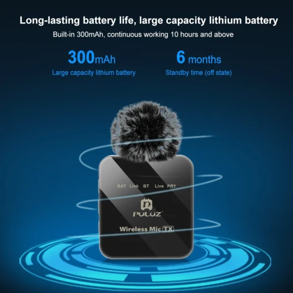 Micrófono Lavalier inalámbrico PULUZ 2,4G micrófono para juegos de transmisión en vivo para iPhone tipo C cámara Android Audio Video ForYouTube - Imagen 3