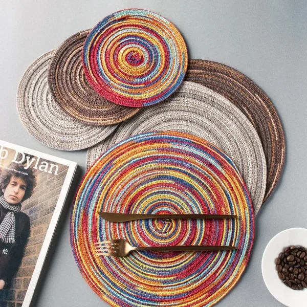Manteles individuales para mesa, almohadilla aislante de ramio, manteles individuales de lino antideslizantes, decoración del hogar, posavasos, 1 ud. - Imagen 6