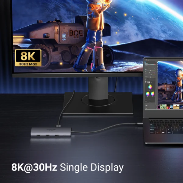 UGREEN Dual HDMI USB-C HUB 8K 4K HDMI Adaptador 10 en 1 Divisor con RJ45 USB3.0 PD 100W Dock para MacBook Pro Air Laptop USB HUB - Imagen 3