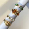 2024 nuevo de tendencia individualidad Retro geométrico ahuecado incrustaciones de gemas conjunto de anillos de Metal de estado líquido conjunto de anillos de cuatro piezas joyería Paty