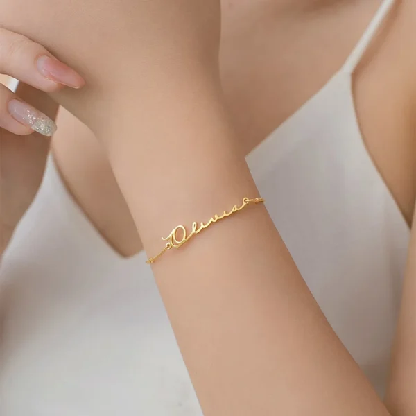 Pulseras con nombre personalizado a la moda, pulseras personalizadas de acero inoxidable con letras para mujer, brazalete para bebé, joyería, regalo no alérgico - Imagen 3