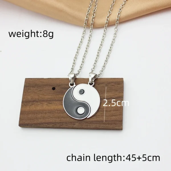 Conjunto de collares con colgante de ocho trigramas para pareja, cadena de Color plateado, Gargantilla a juego para amante, regalo, Tai Chi Yin Yang, 2 uds. - Imagen 6