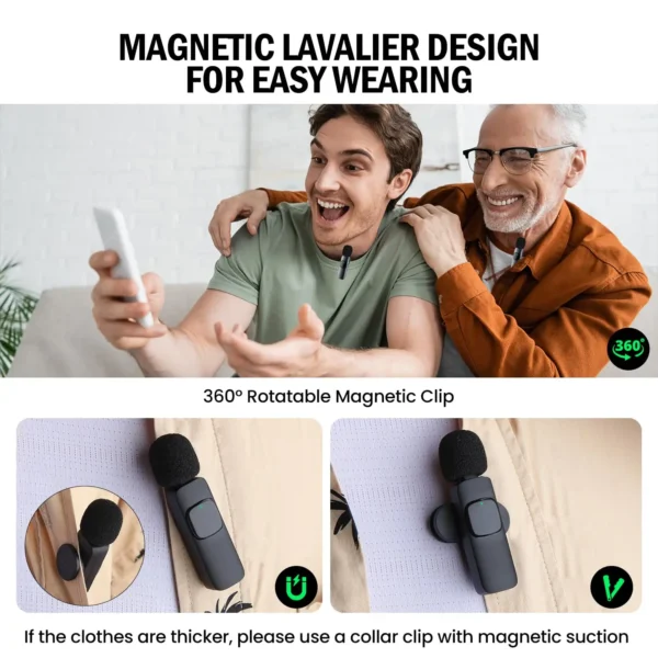 Basix micrófono Lavalier inalámbrico grabación de Audio Mini micrófono de lana reemplazable a prueba de viento para iPhone16 Shoot vlog YouTube - Imagen 4