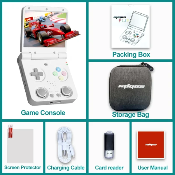 Consola de juegos portátil MIYOO Flip V2 Retro con bisagra de Metal pantalla IPS de 3,5 pulgadas máquina de juego portátil compacta palos analógicos duales regalo - Imagen 3