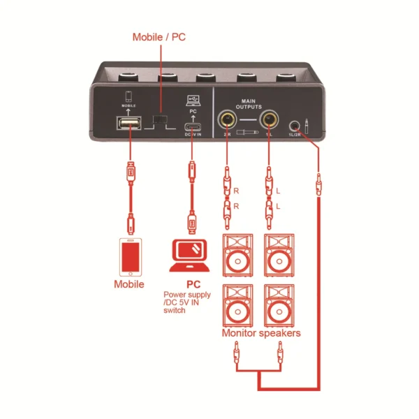 TeyunQ16 Interfaz de Audio para Grabar Computadora Unidad Libre Tarjeta de Sonido Externa USB para Pc Pro Equipo de Audio Video Profesional - Imagen 4